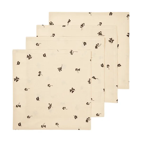 Baies bomullsservett 40x40 cm 4-pack, Natural-dark chocolate
