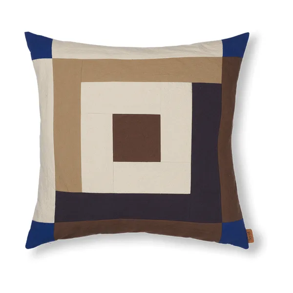 Border patchwork kuddfodral 50x50 cm, Carob brown-bright