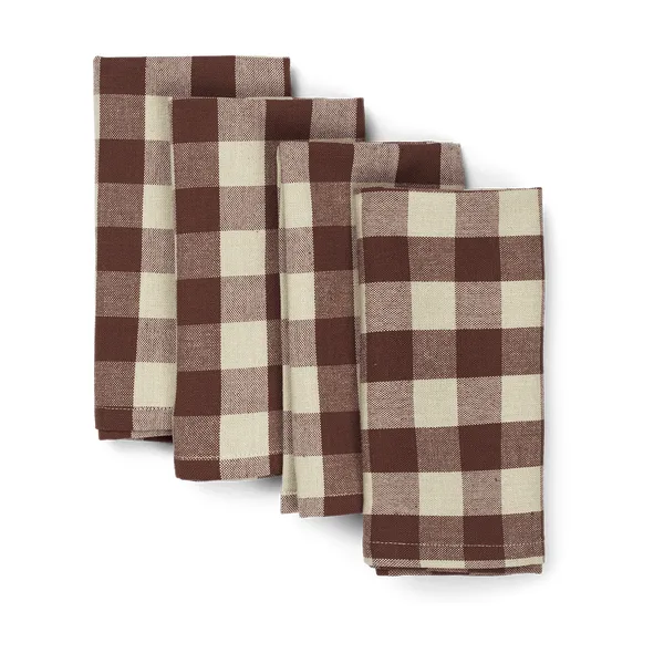 Bothy Check bomullsservett 40x40 cm 4-pack, Cinnamon-grey