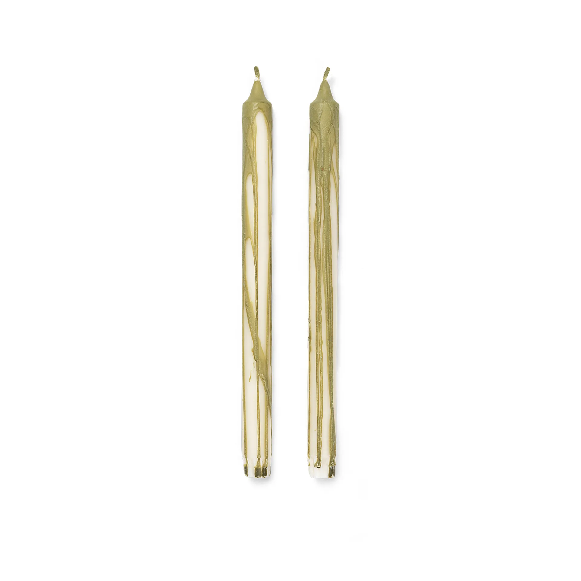 Ferm Living Bougie stéarine Dryp Lot de 2 Olive