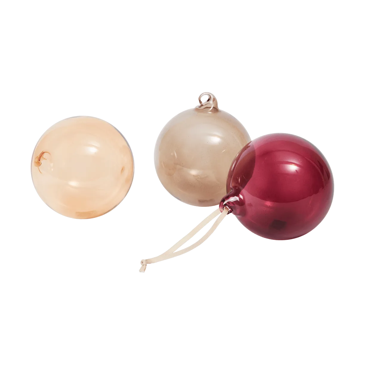 Ferm Living Boule en verre julkulor L Ø, 3 pièces Roseate Translucent