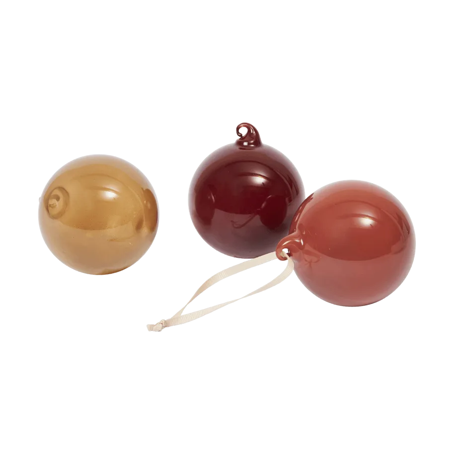 Ferm Living Boule en verre julkulor M Ø8 cm, 3 pièces Roseate Opaque