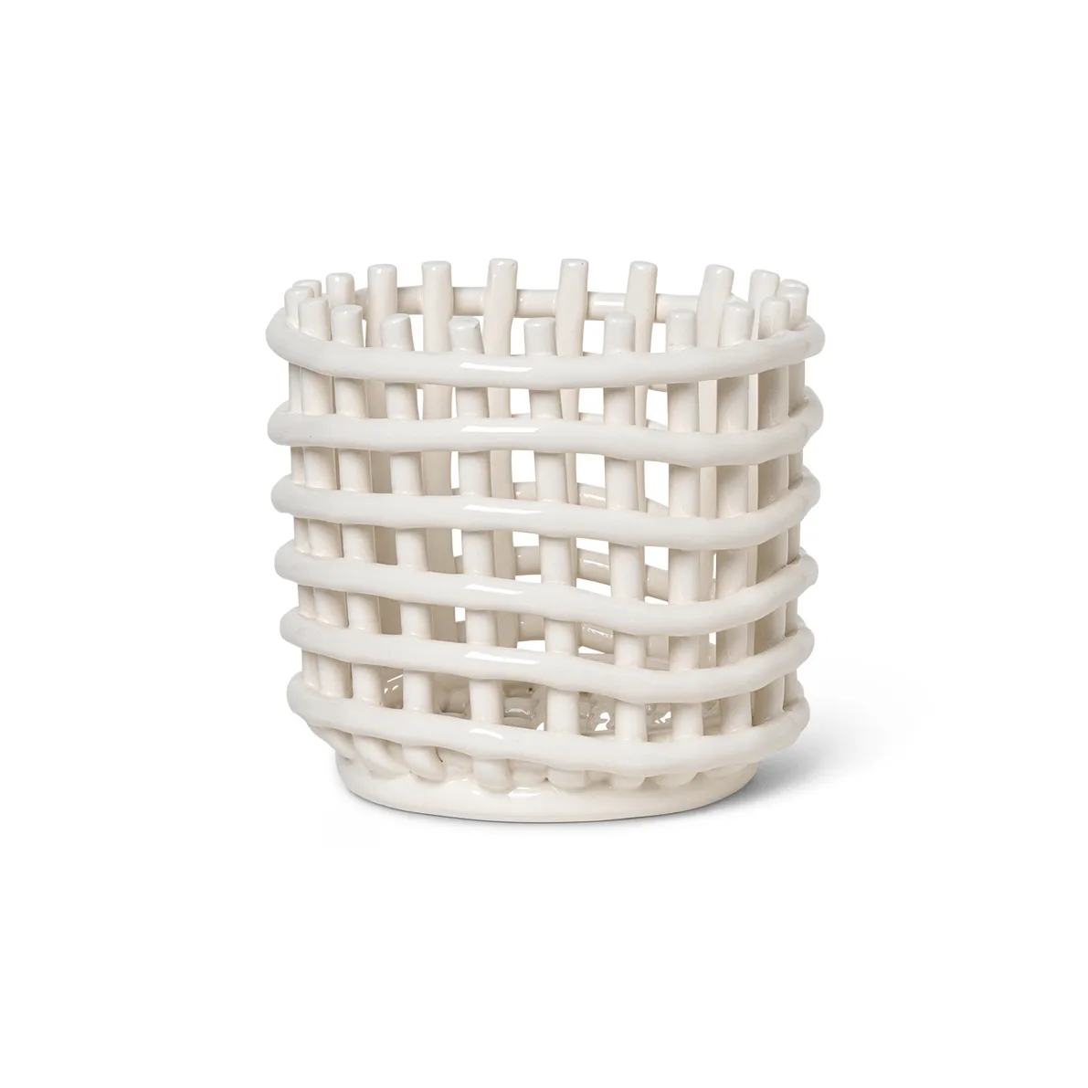 Ferm Living Ceramic flätad korg Ø16 cm Off white