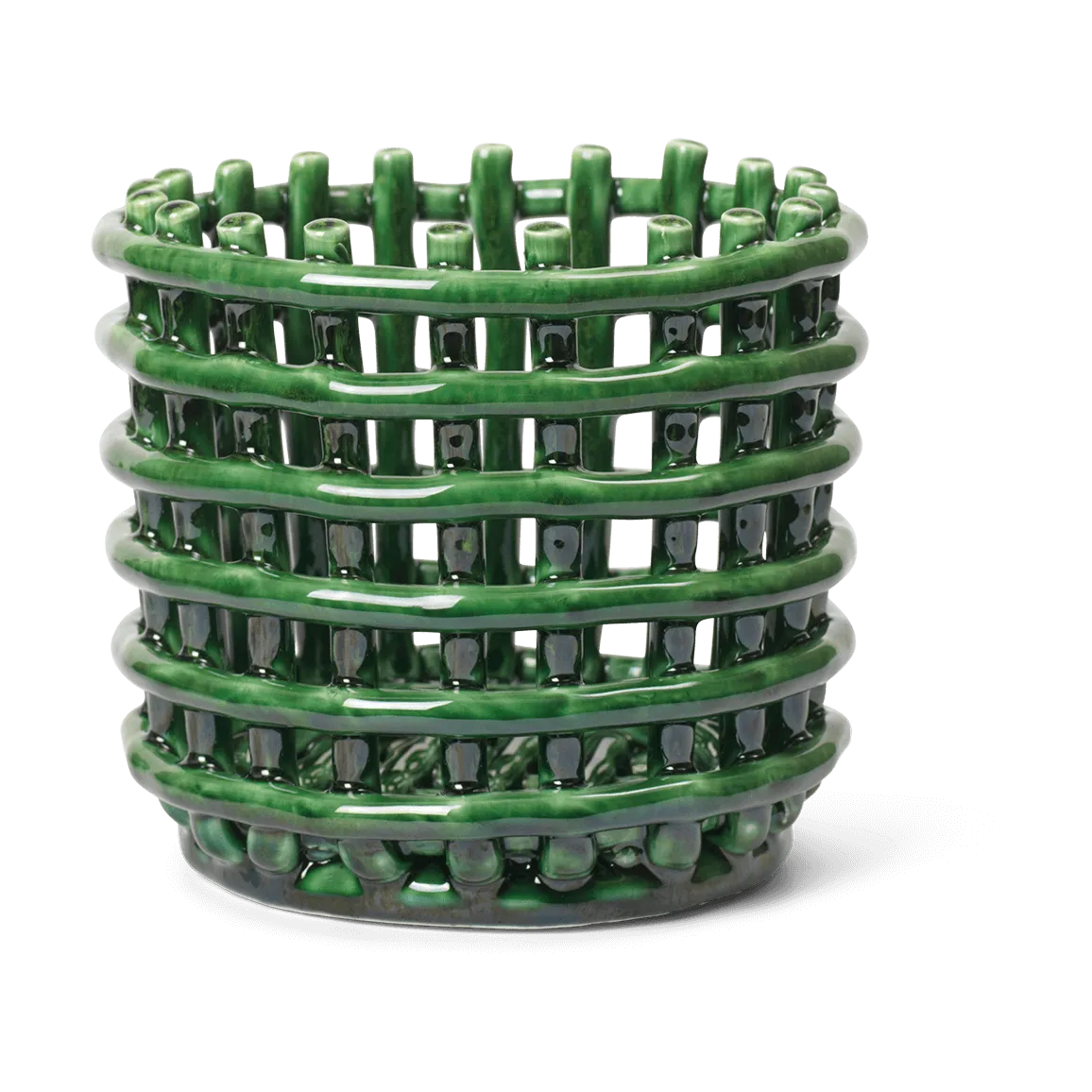 Ferm Living Ceramic flettet kurv Ø16 cm Emerald Green