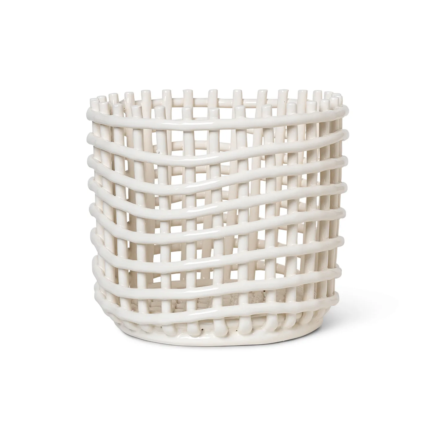 Ferm Living Ceramic flettet kurv Ø23,5 cm Offwhite