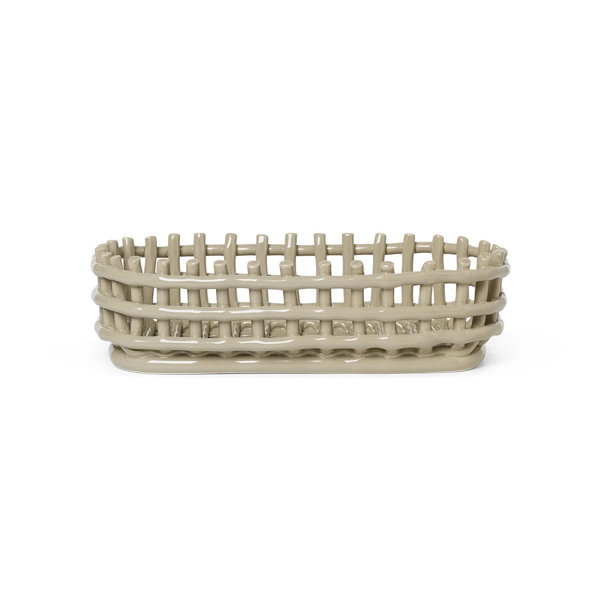 Ferm Living Ceramic flettet kurv oval 15x30 cm Cashmere