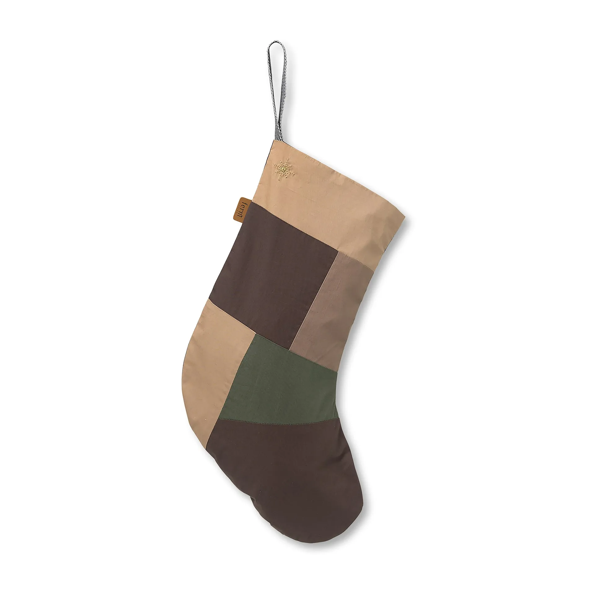 Ferm Living Chaussette de Noël en patchwork multi