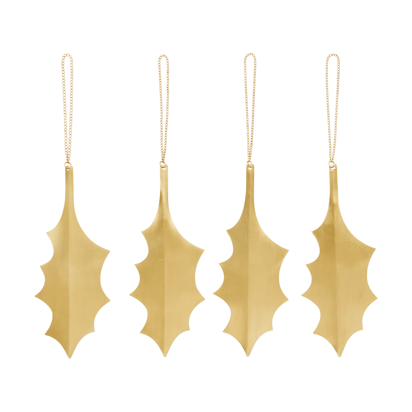 Ferm Living Décoration suspendue Holly leaf 13,5 cm, 4 pièces Brass