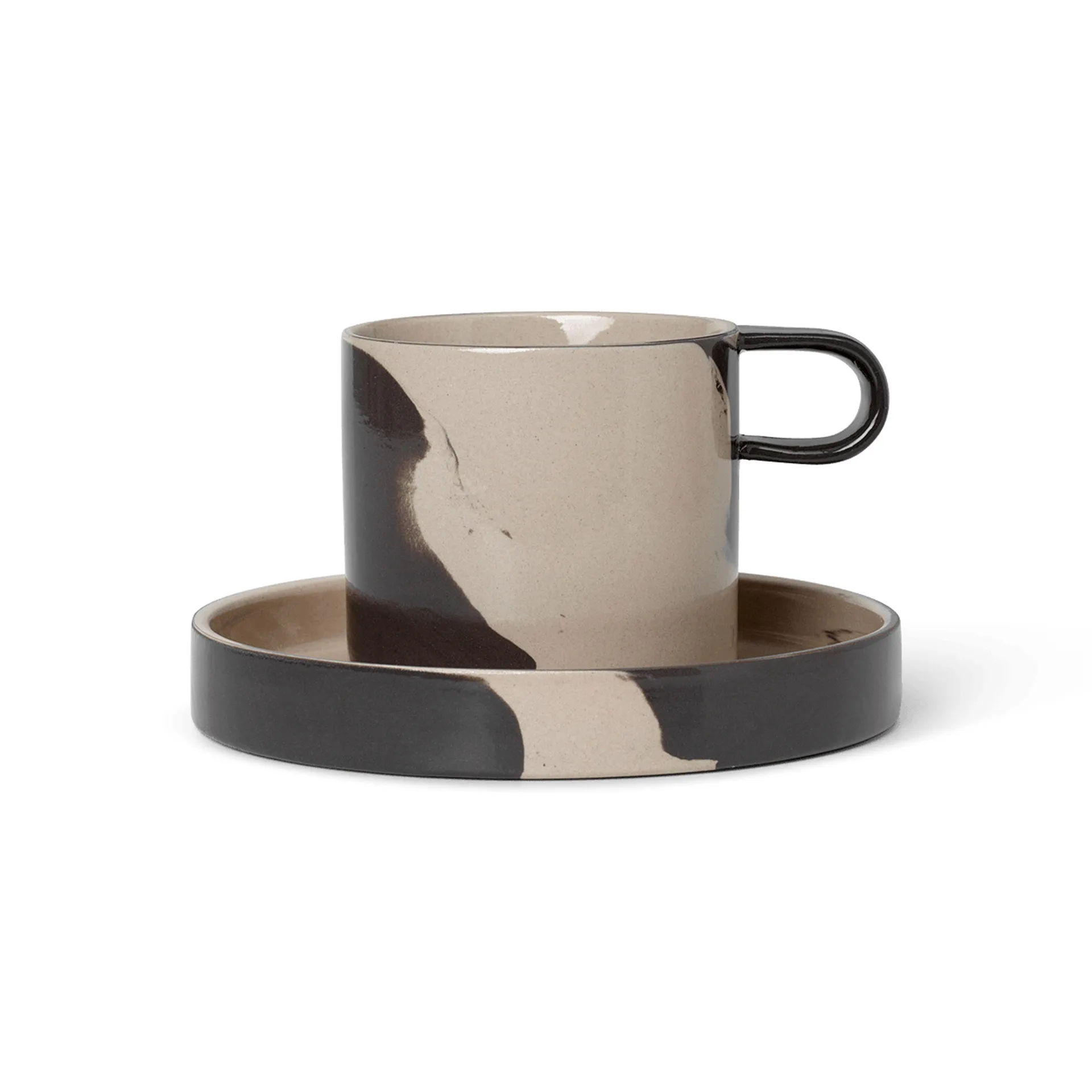 Ferm Living Inlay kopp med fat Sand-brown