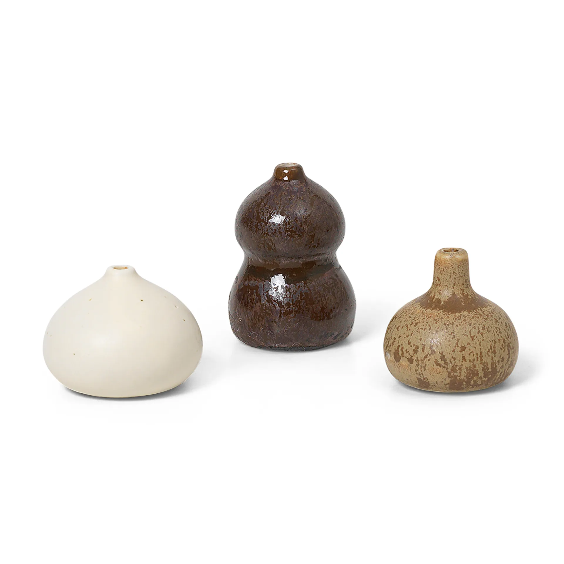Ferm Living Komo vasee mini sæt med 3 Brown/White