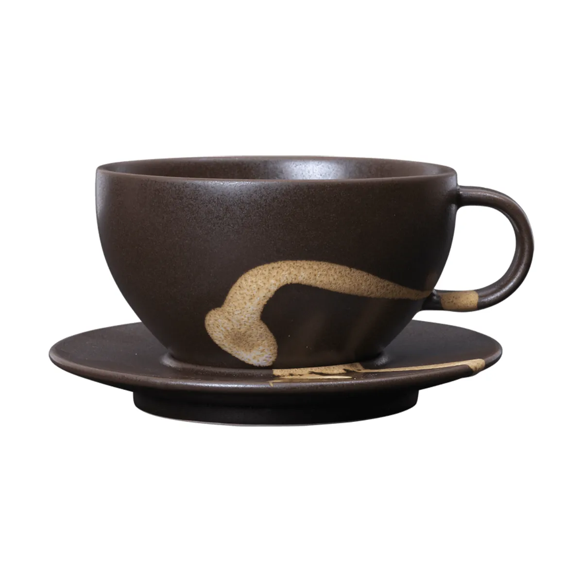 Ferm Living Koyo kop med underkop 36 cl Dark brown-buff