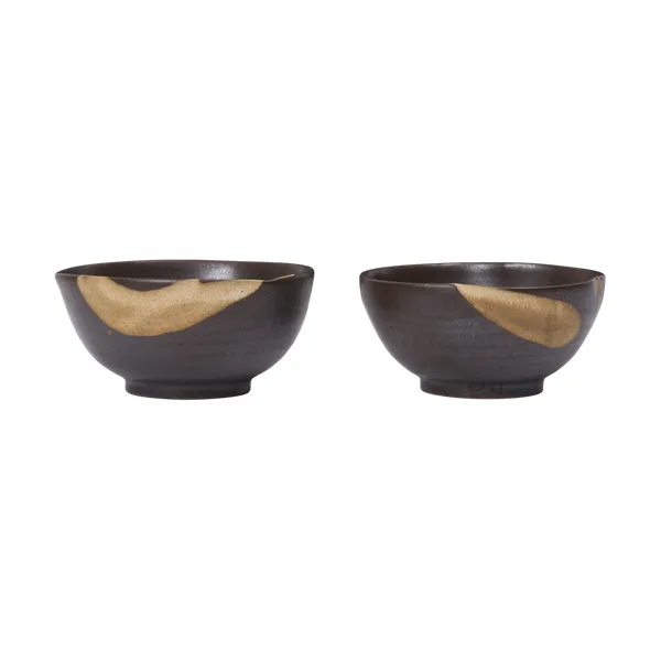 Koyo skål 2-pack, Dark brown-buff, Ø8,5x4,5 cm