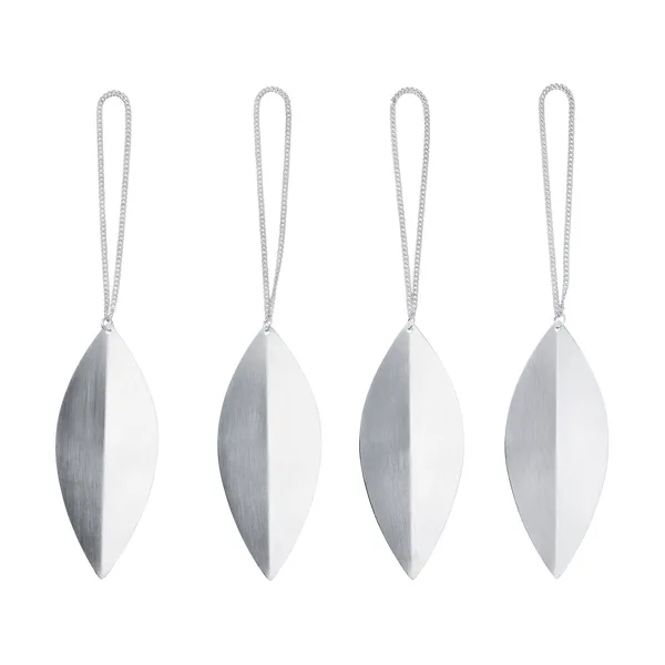Leaf julgranshänge, Silver, 4-pack
