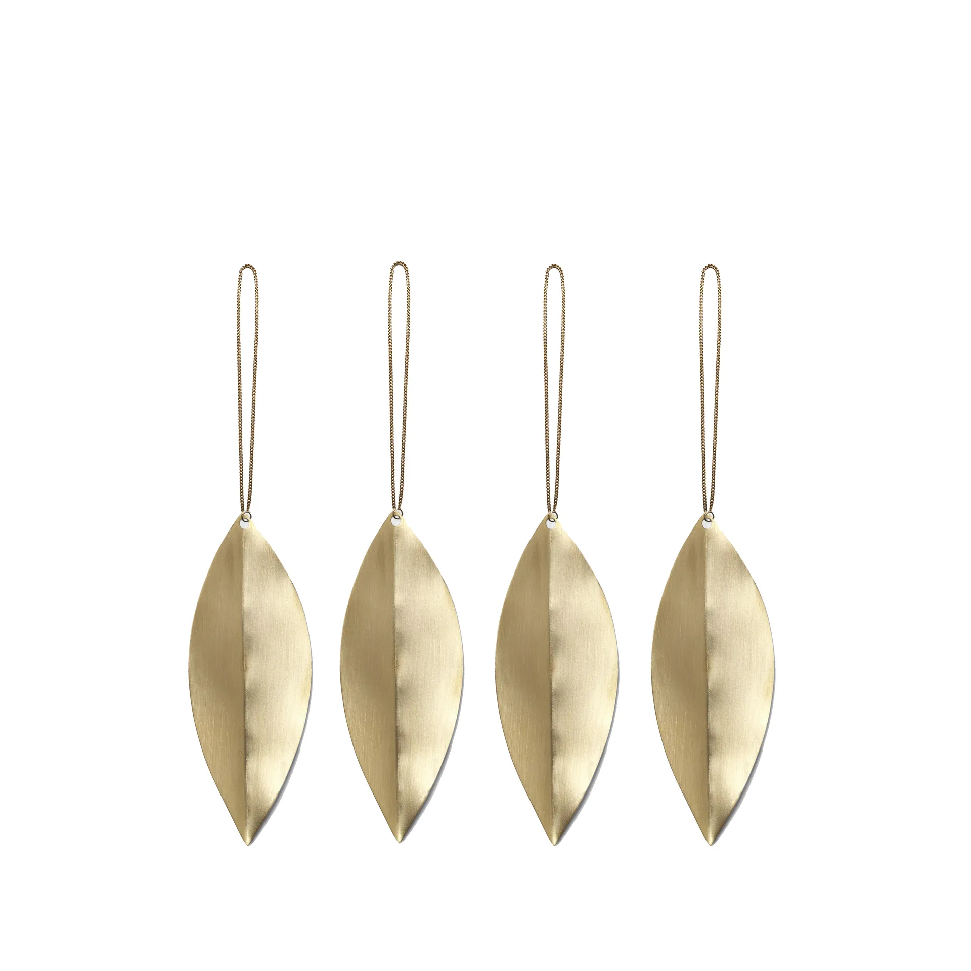 Ferm Living Ornements d'arbre de Noël Leaf Brass, lot de 4