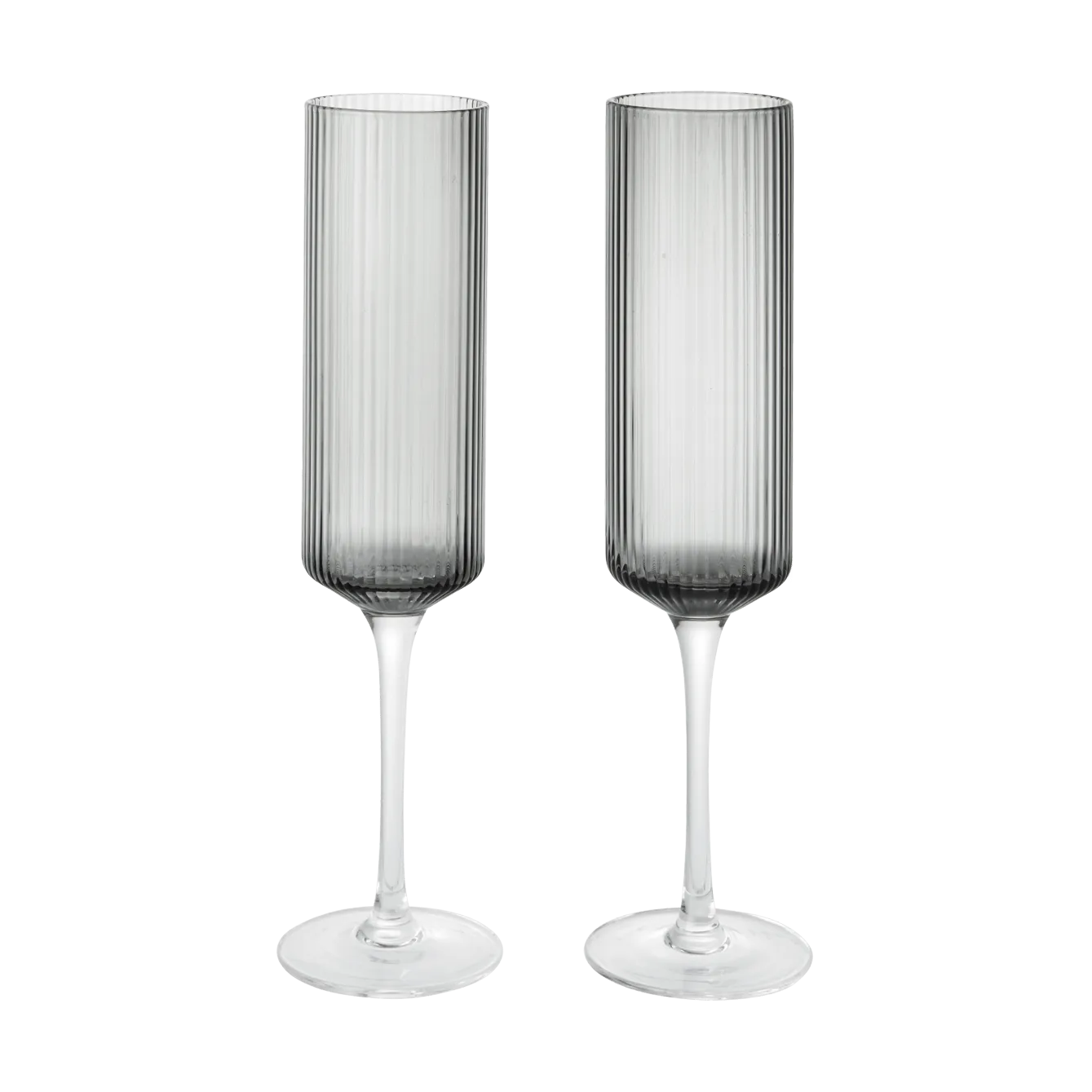 Ferm Living Ripple Champagne flutes champagneglas 15 cl 2-pak Smoked Grey