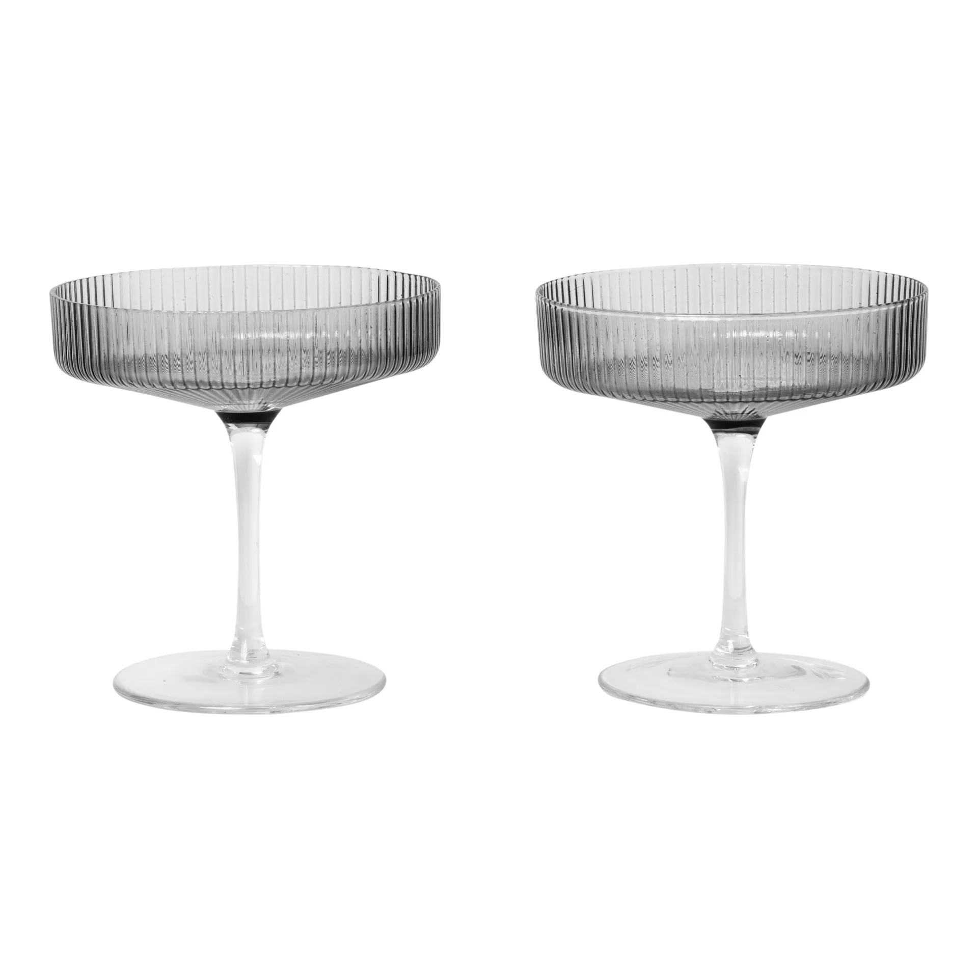 Ferm Living Ripple champagneglas 2-pak smoked grey