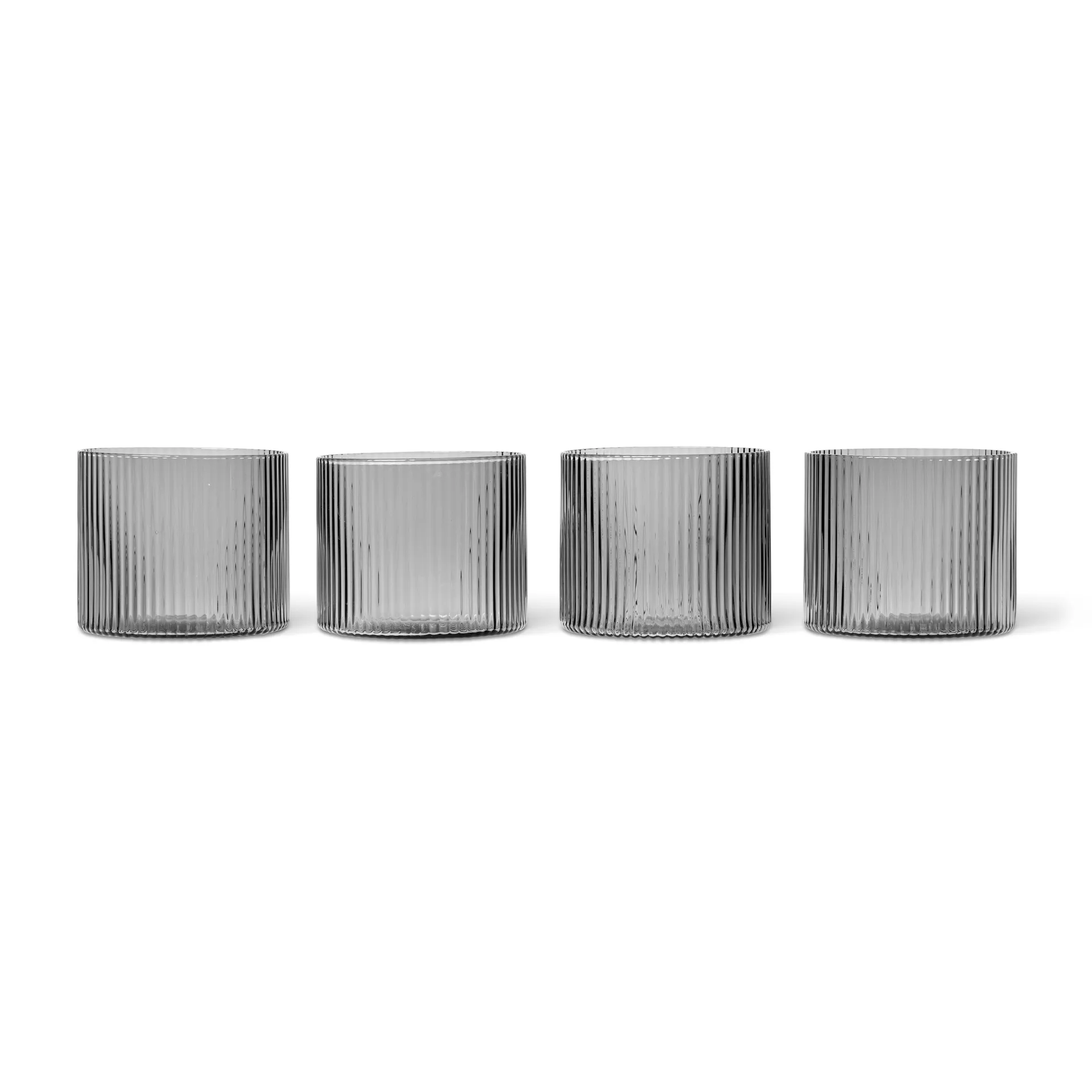 Ferm Living Ripple glas lavt 4-pak Smoked Grey