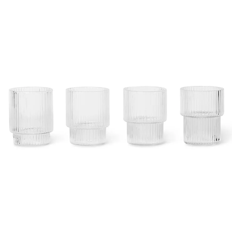 Ferm Living Ripple glas small 6 cl 4-pack Klar