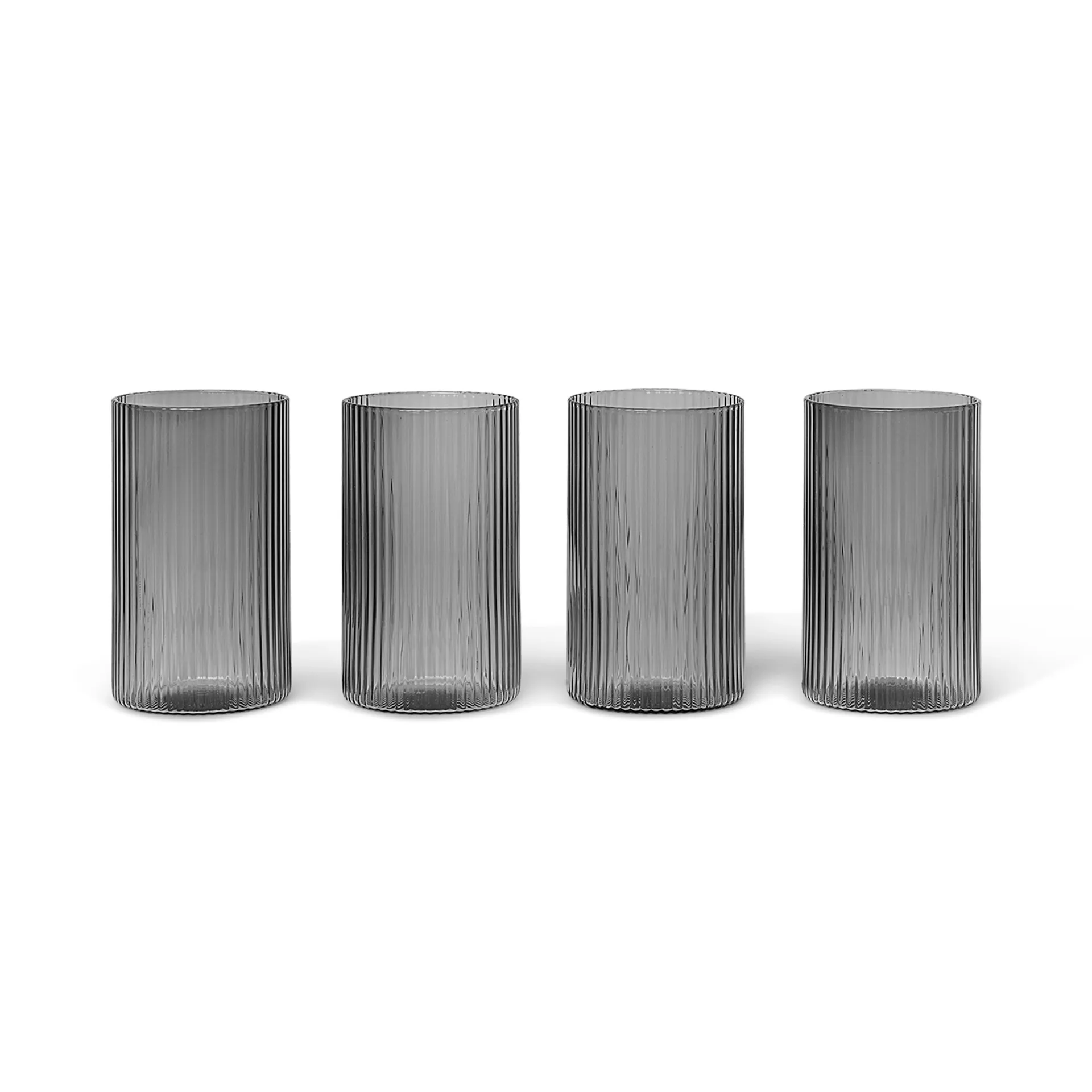 Ferm Living, Ripple Verrines drikkeglas 4-pak - Smoked Grey