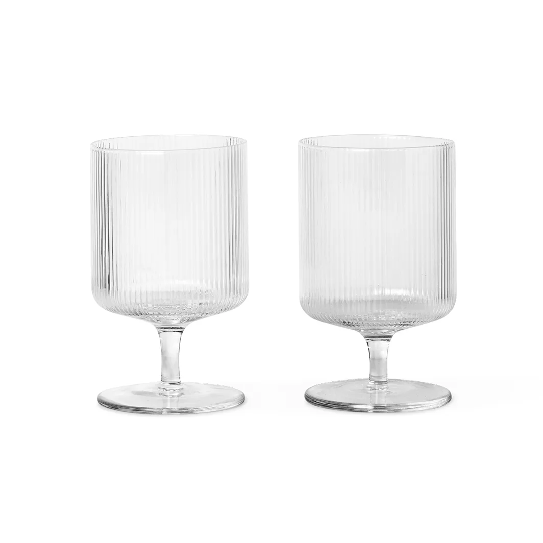 Ferm Living Ripple vinglas 2 stk. Klarglas