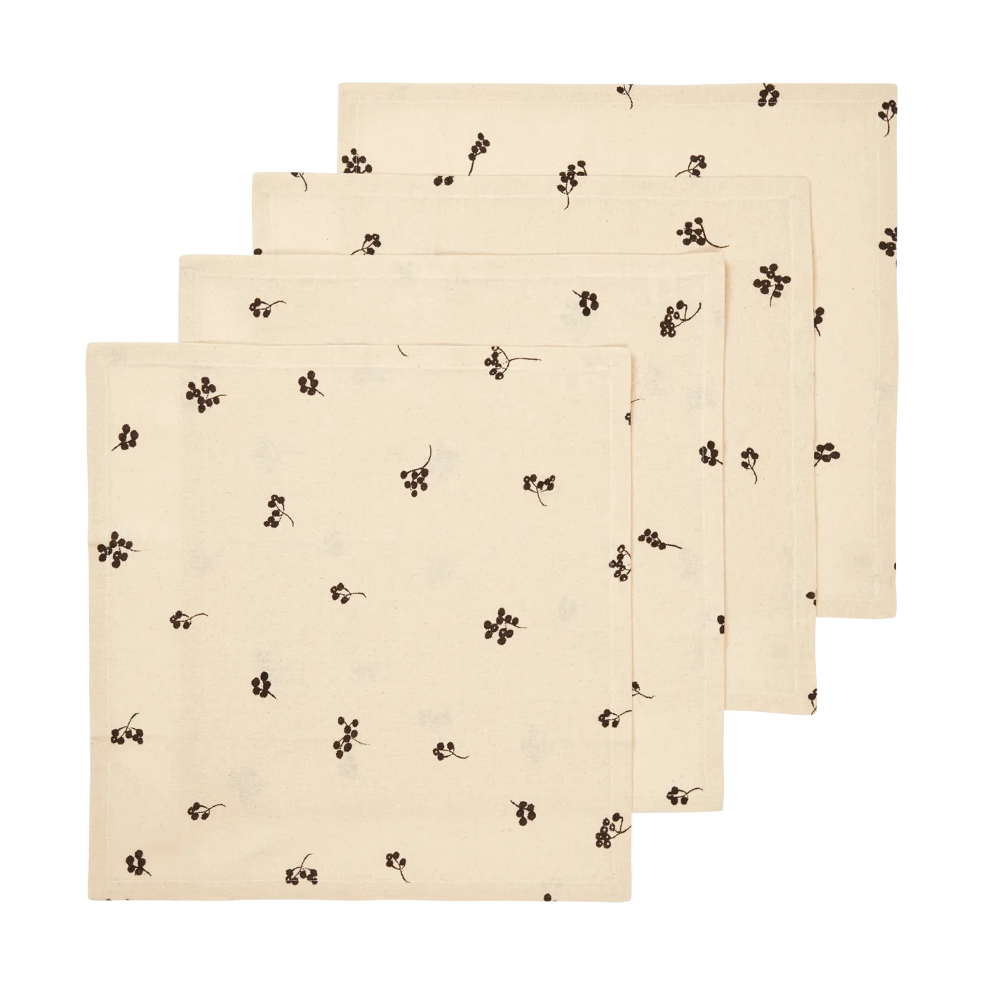 Ferm Living Serviette en coton Baies cm, 4 pièces Natural-dark chocolate