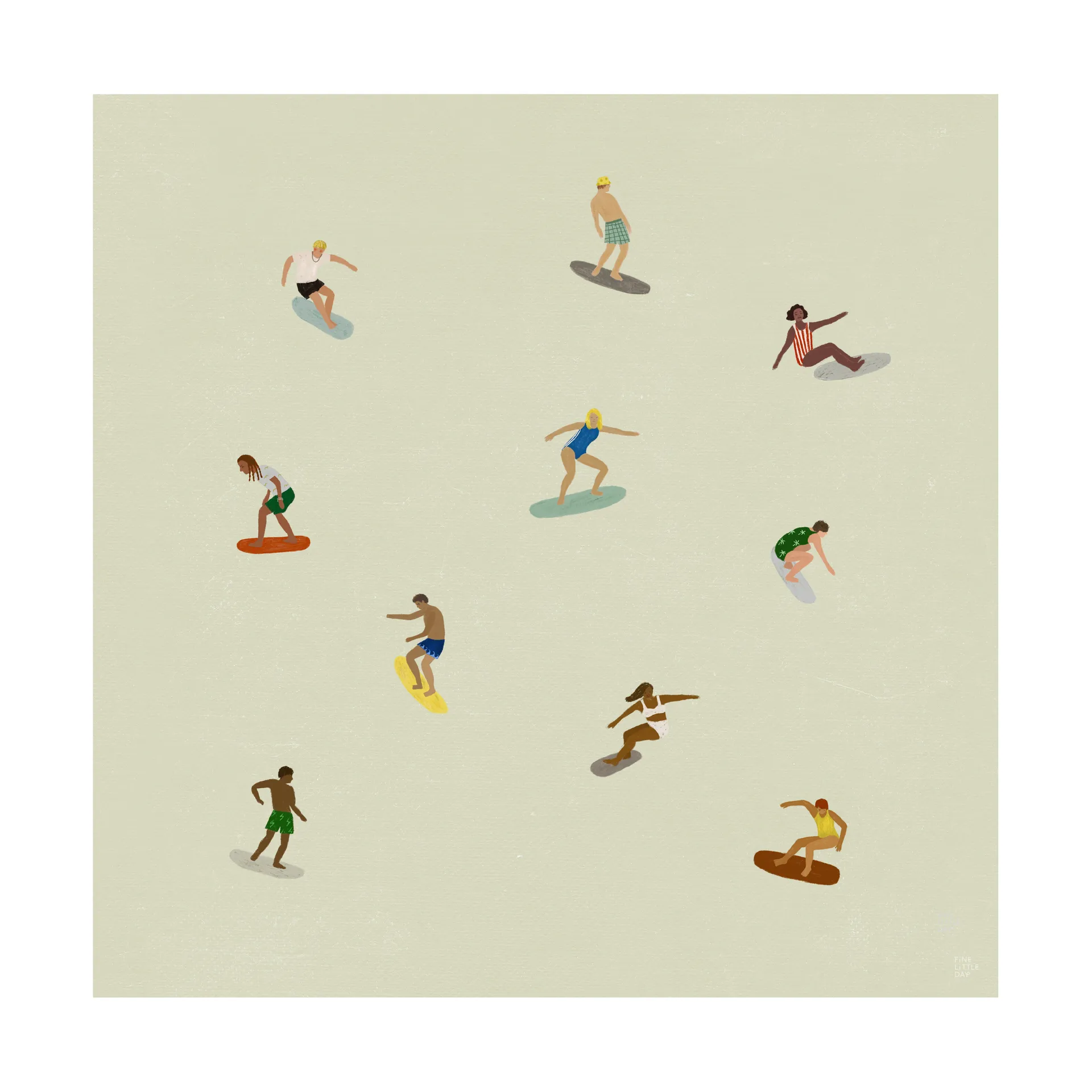 Fine Little Day Affiche Surfers Beige, cm