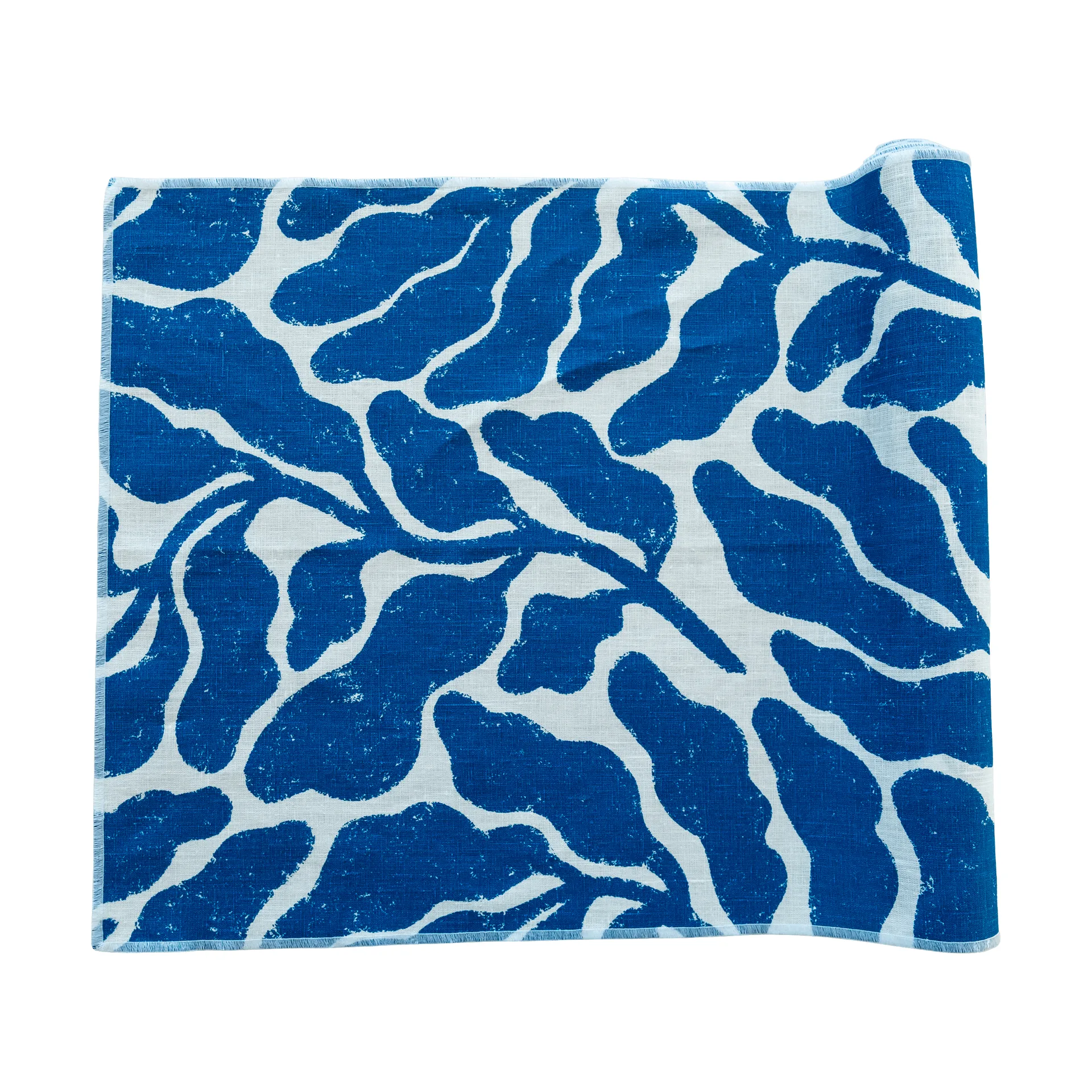 Fine Little Day Chemin de table Leaves Blanc-bleu, cm
