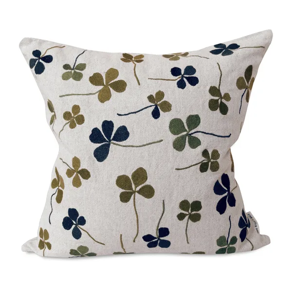 Clover kuddfodral 48x48 cm, Grön-natur