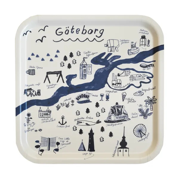 Gothenburg bricka 32x32 cm, White