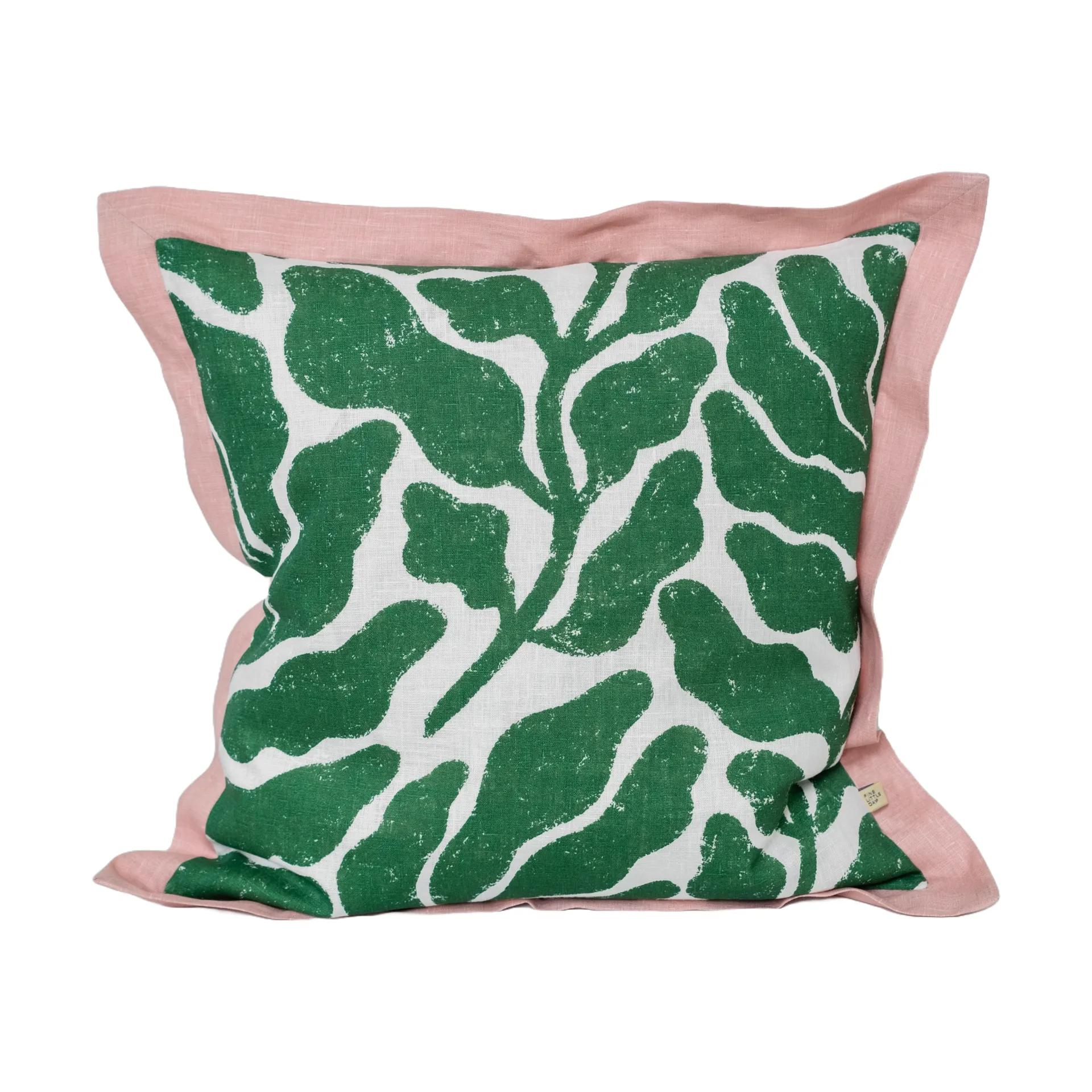 Fine Little Day Housse de coussin Leaves avec aile contrastée cm Green-pink