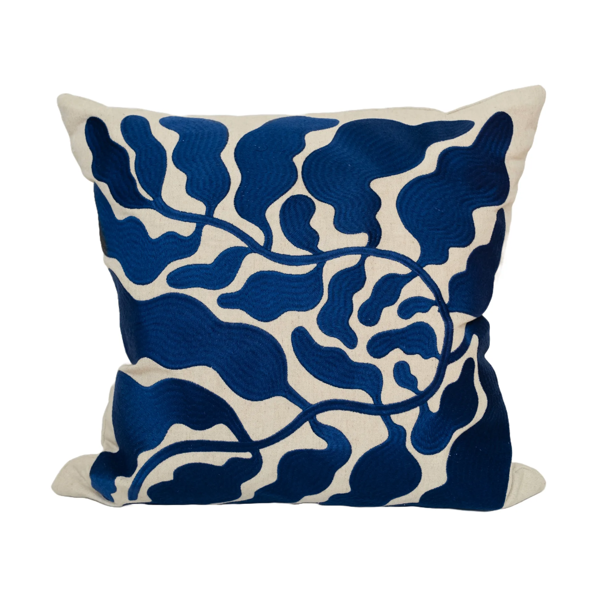 Fine Little Day Housse de coussin Leaves brodée cm Blue