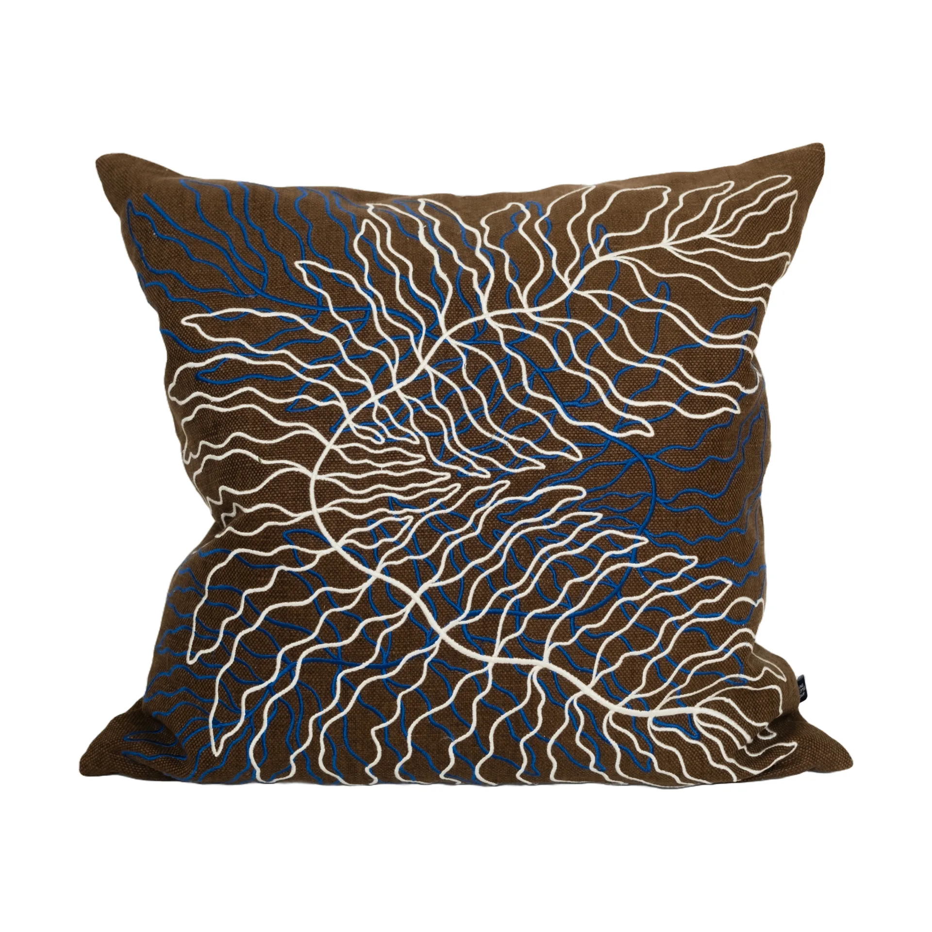 Fine Little Day Housse de coussin Leaves brodée cm Brown