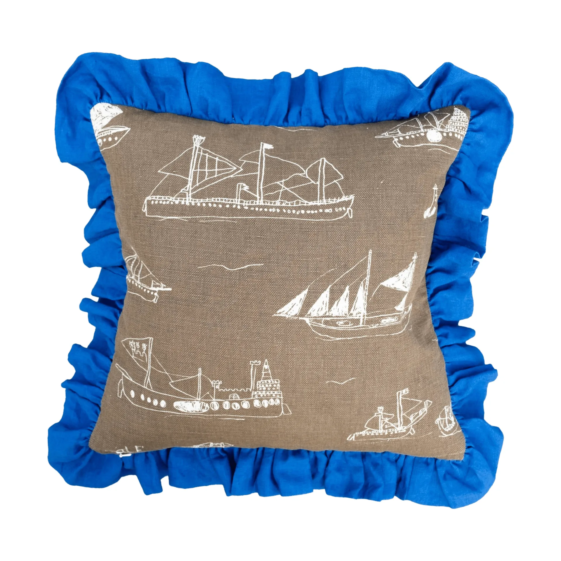 Fine Little Day Housse de coussin Ohoy Marron-naturel-bleu, cm