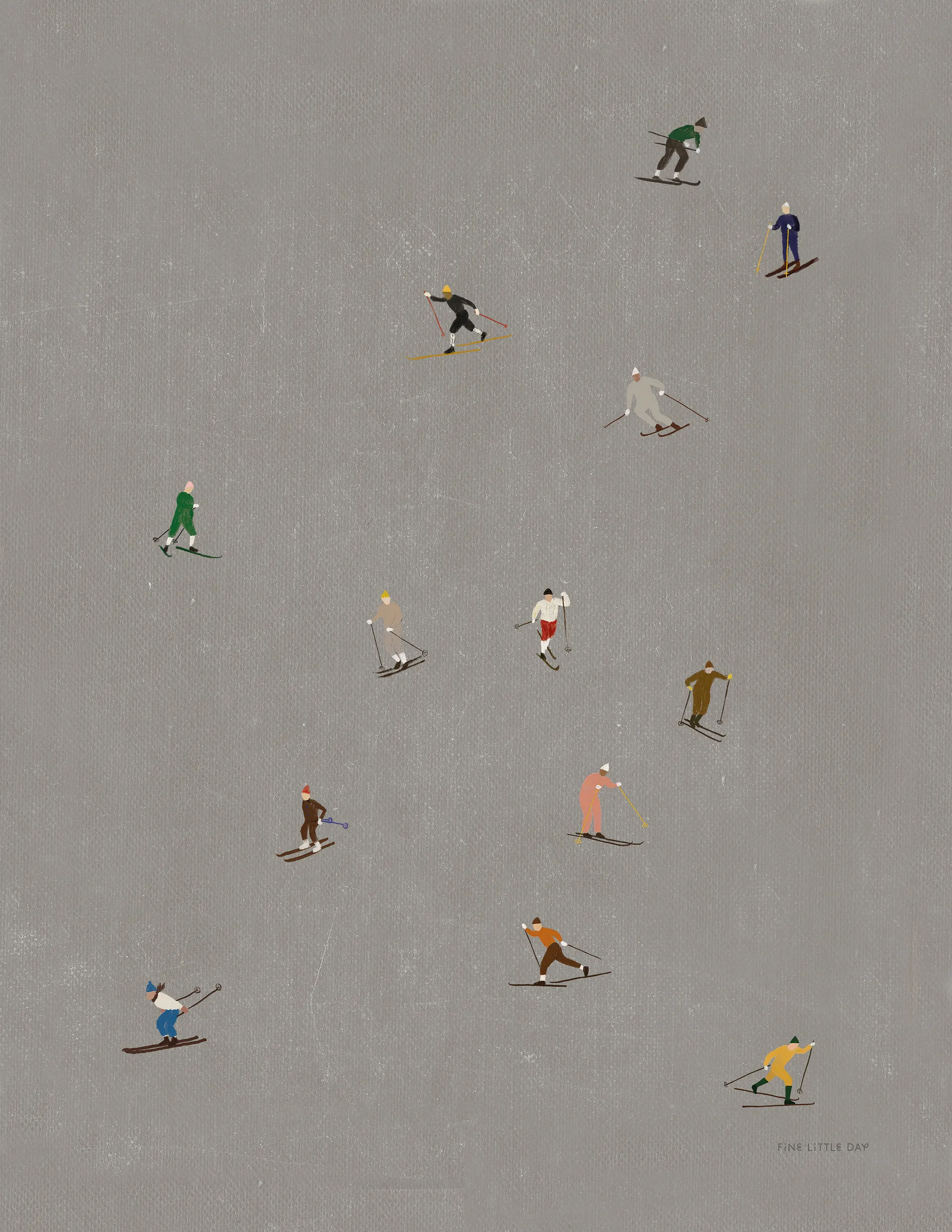 Fine Little Day Poster Skiers cm Gris