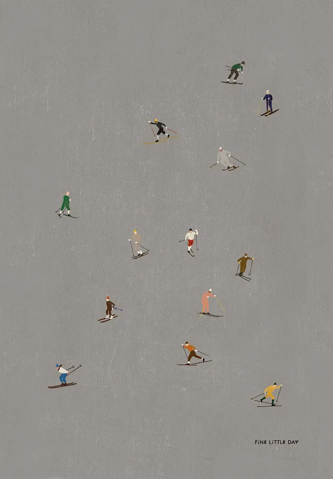 Fine Little Day Poster Skiers cm Gris — vue 3