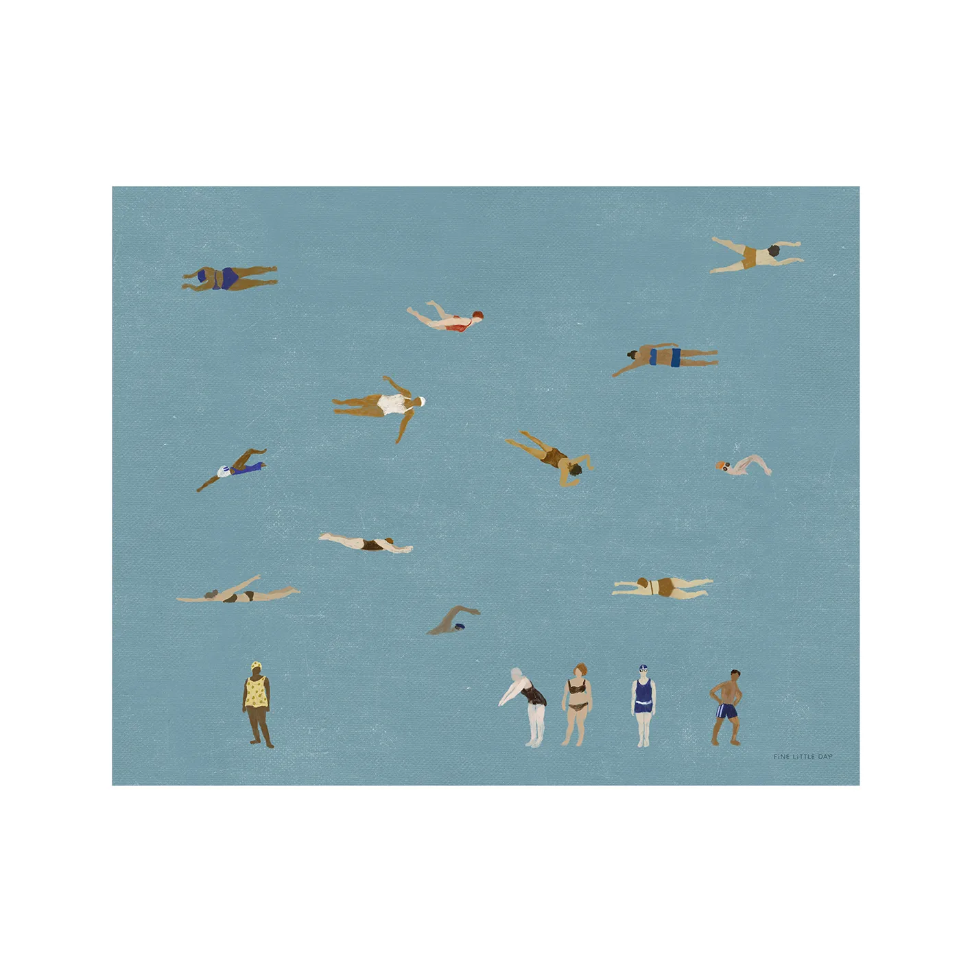 Fine Little Day Poster Swimmers Blue, cm