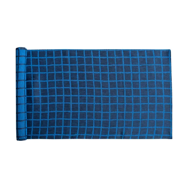 Rutig jacquardvävd bordslöpare 45x150 cm, Blue