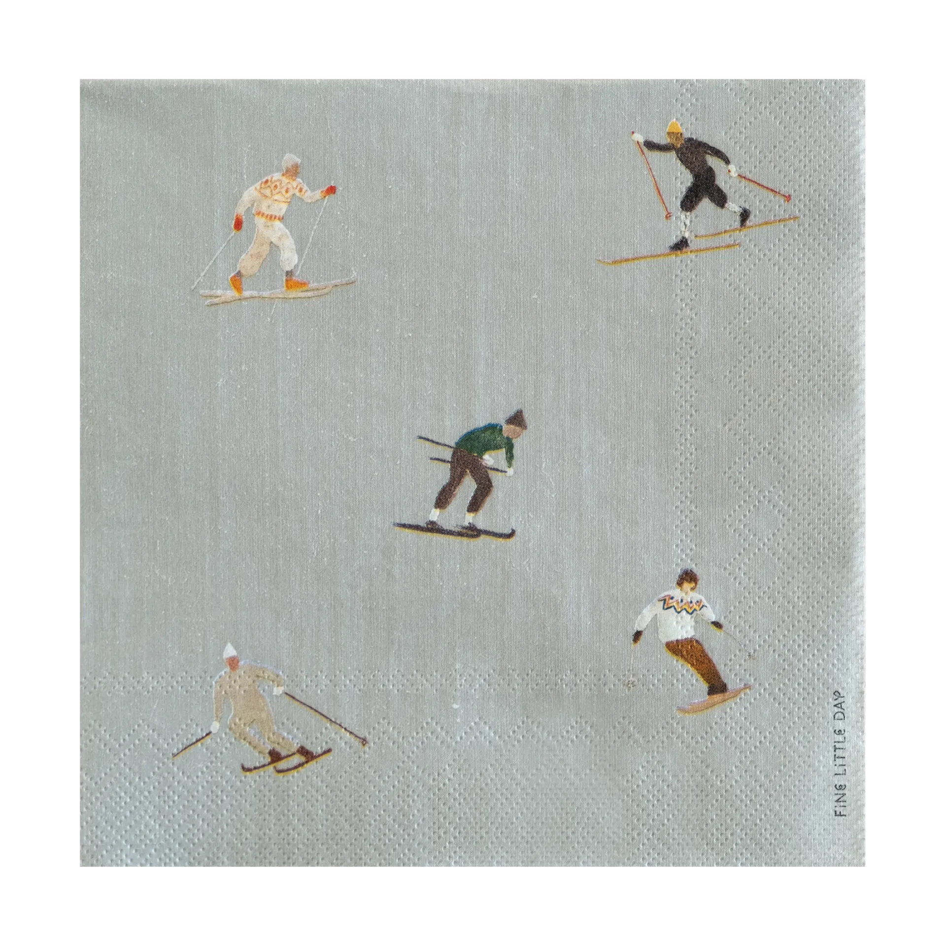 Fine Little Day Serviettes Skiers lot de 25 Grey