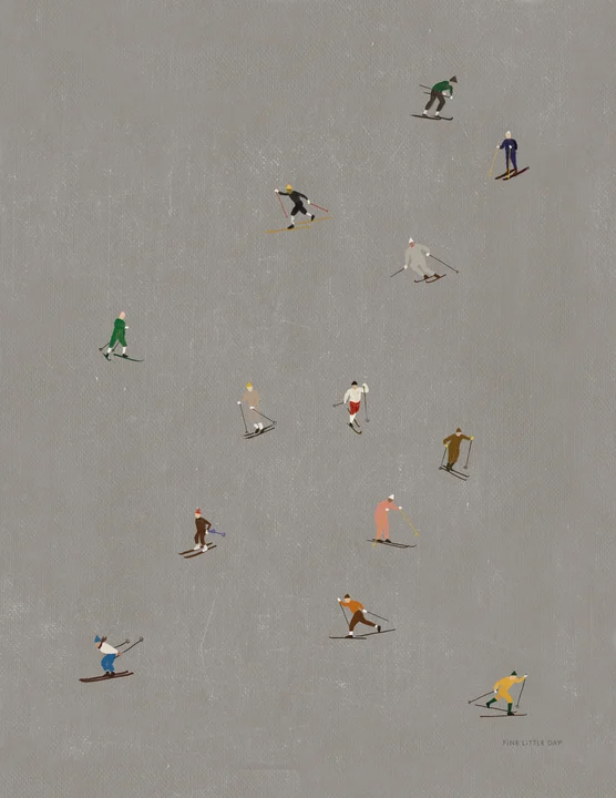 Skiers poster 40x50 cm