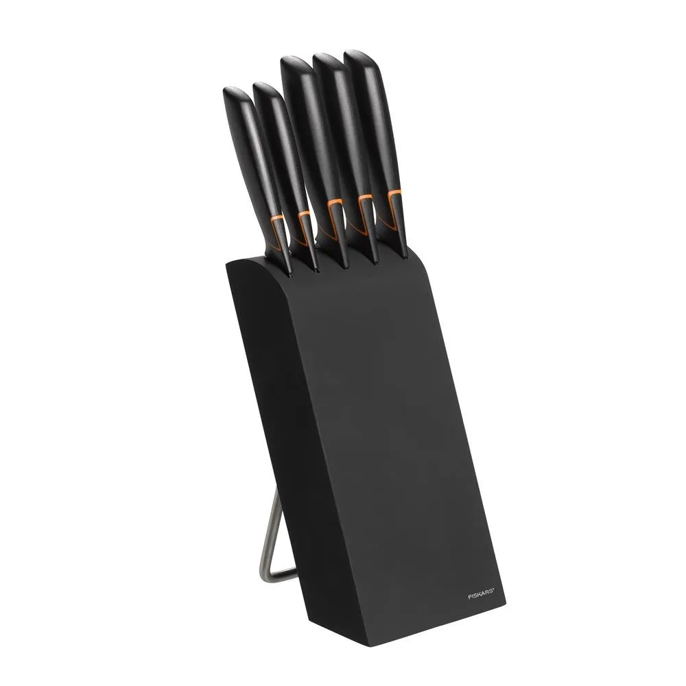 Fiskars Edge knivblokk med 5 kniver sort