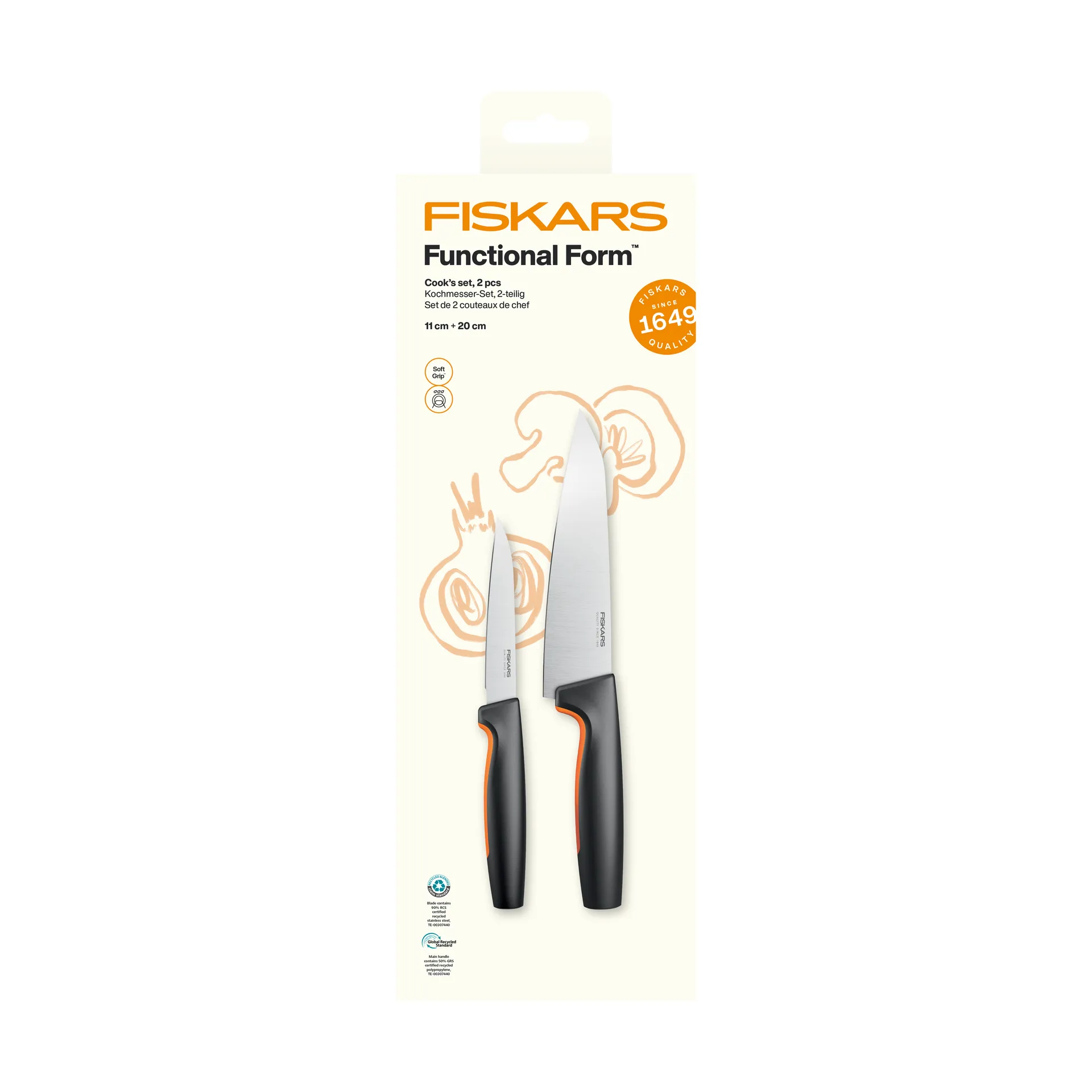 Fiskars Functional Form kockknivset Rostfritt st&aring;l, 2 delar
