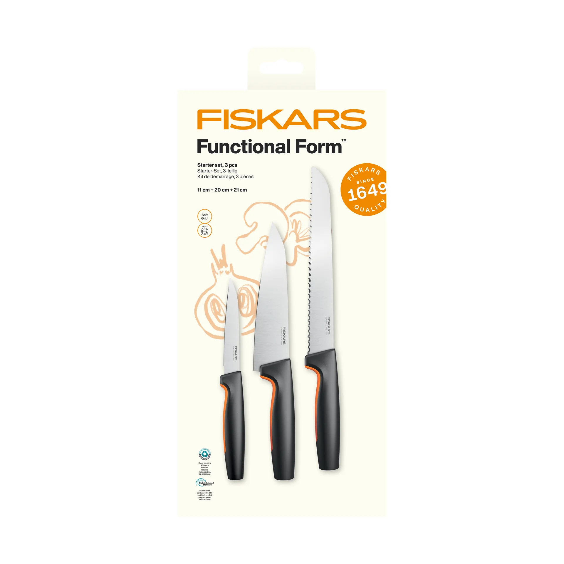Fiskars Functional Form startset Rostfritt st&aring;l, 3 delar