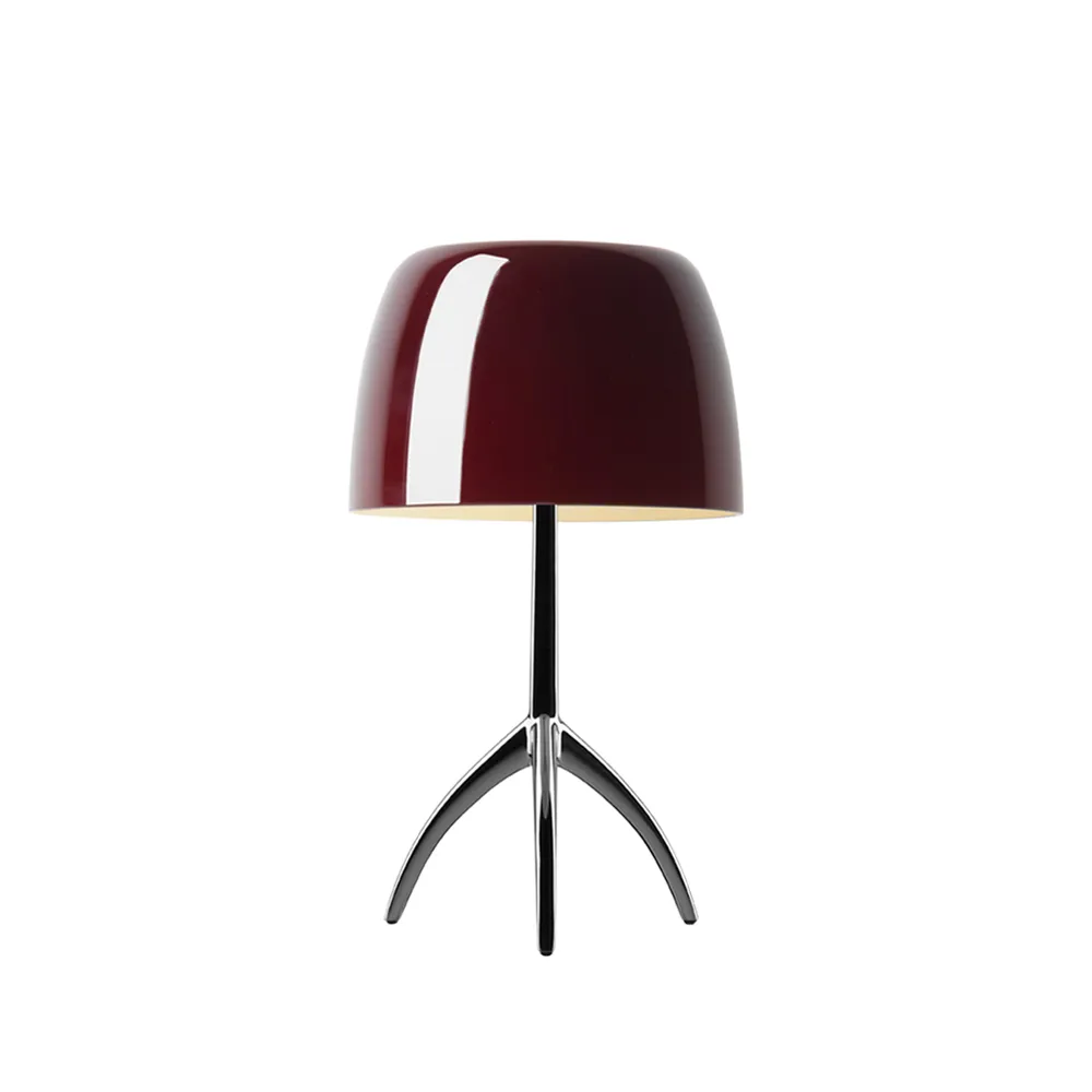 Foscarini Lampe de table Lumiere Piccola Dimbar Abat-jour rouge cerise-pied chromé noir