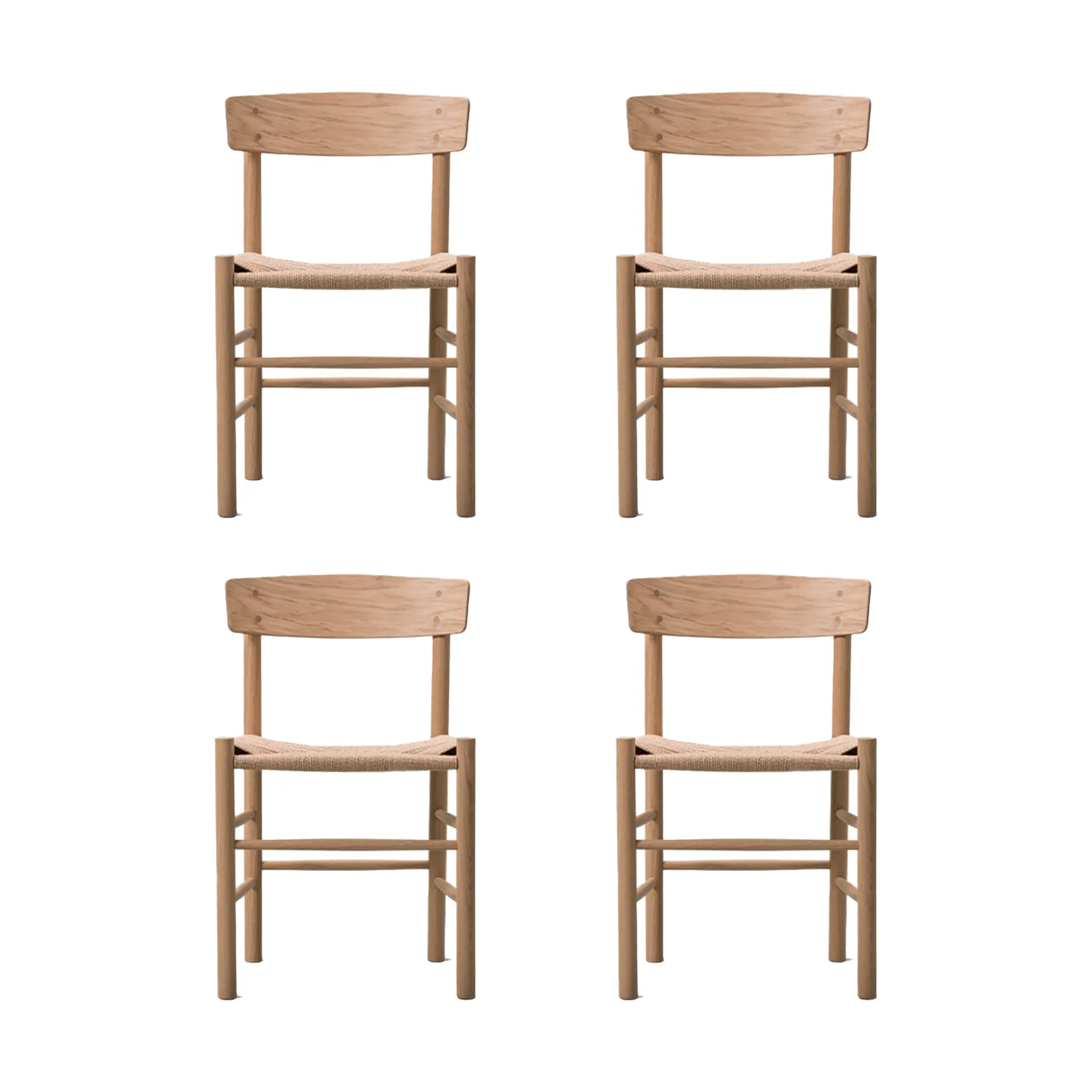 Fredericia Furniture Chaise J39, Chêne clair huilé-vannerie naturelle, lot de 4
