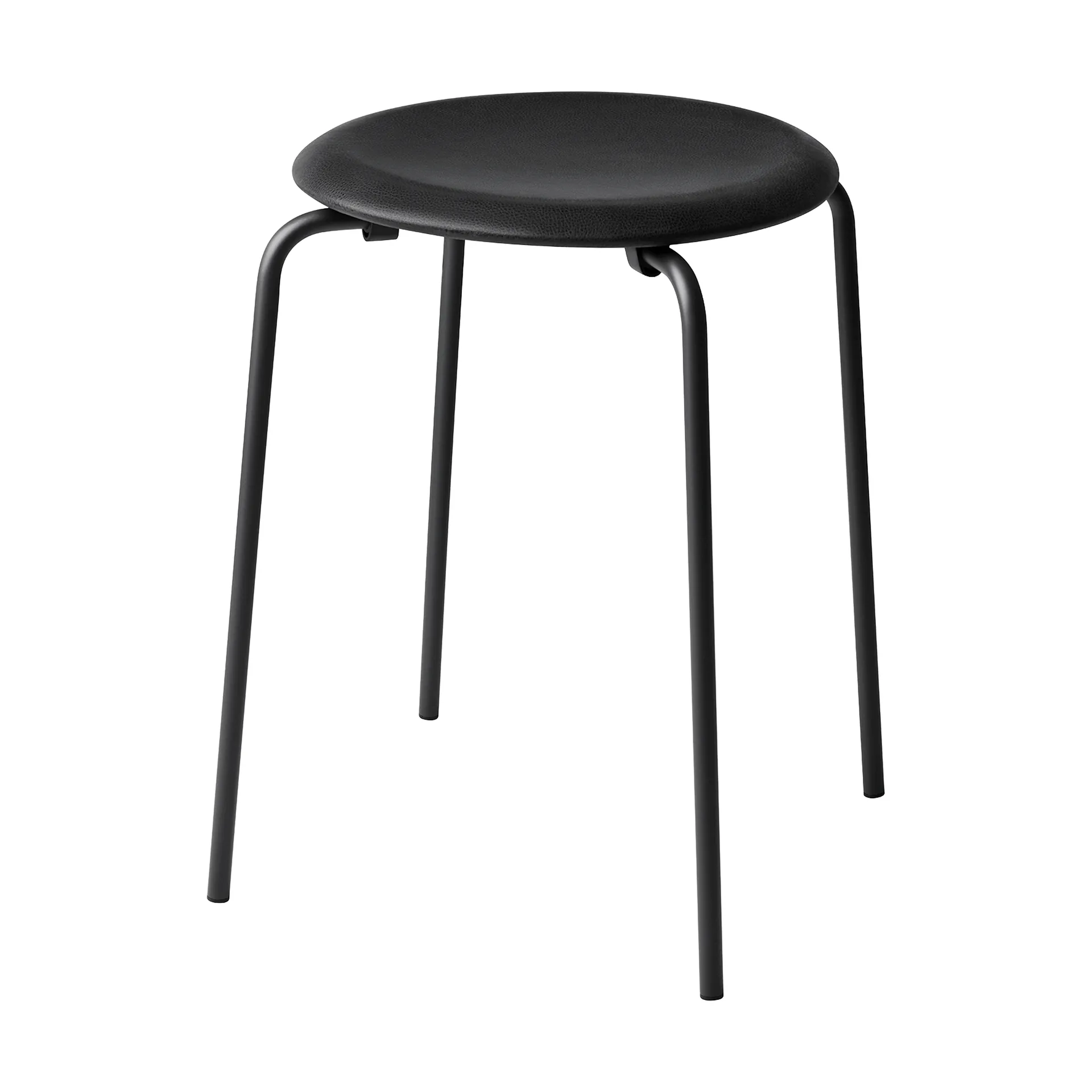 Fritz Hansen Tabouret en cuir Dot Essential black-matt black