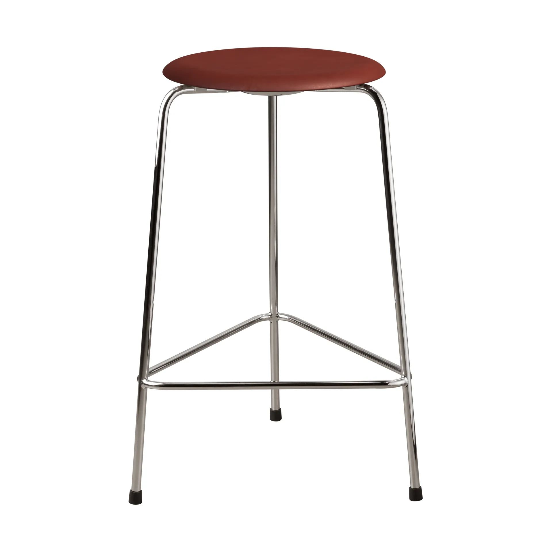 Fritz Hansen Tabouret haut en cuir Dot Chestnut