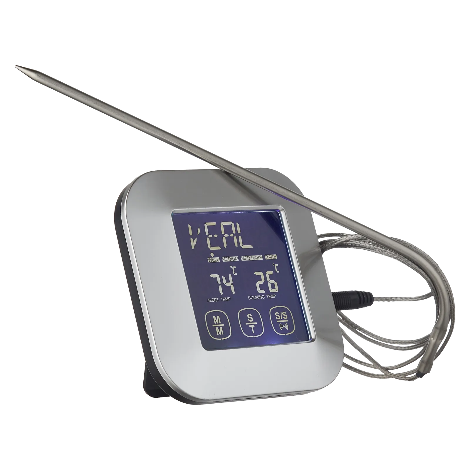 Stegetermometer elektronisk med timer og minutur 0-250C