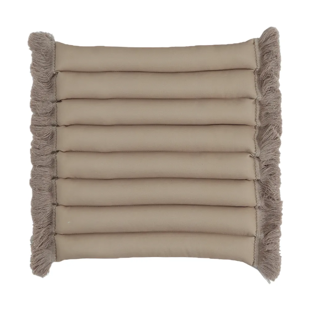 Garden Glory Coussin de siège Garden Glory à franges Beige, frange beige, cm — vue 3