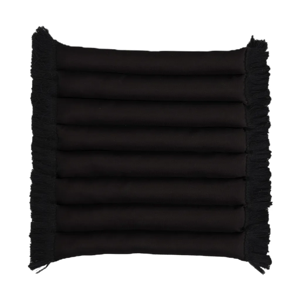Garden Glory Coussin de siège Garden Glory à franges Noir, frange noire, cm