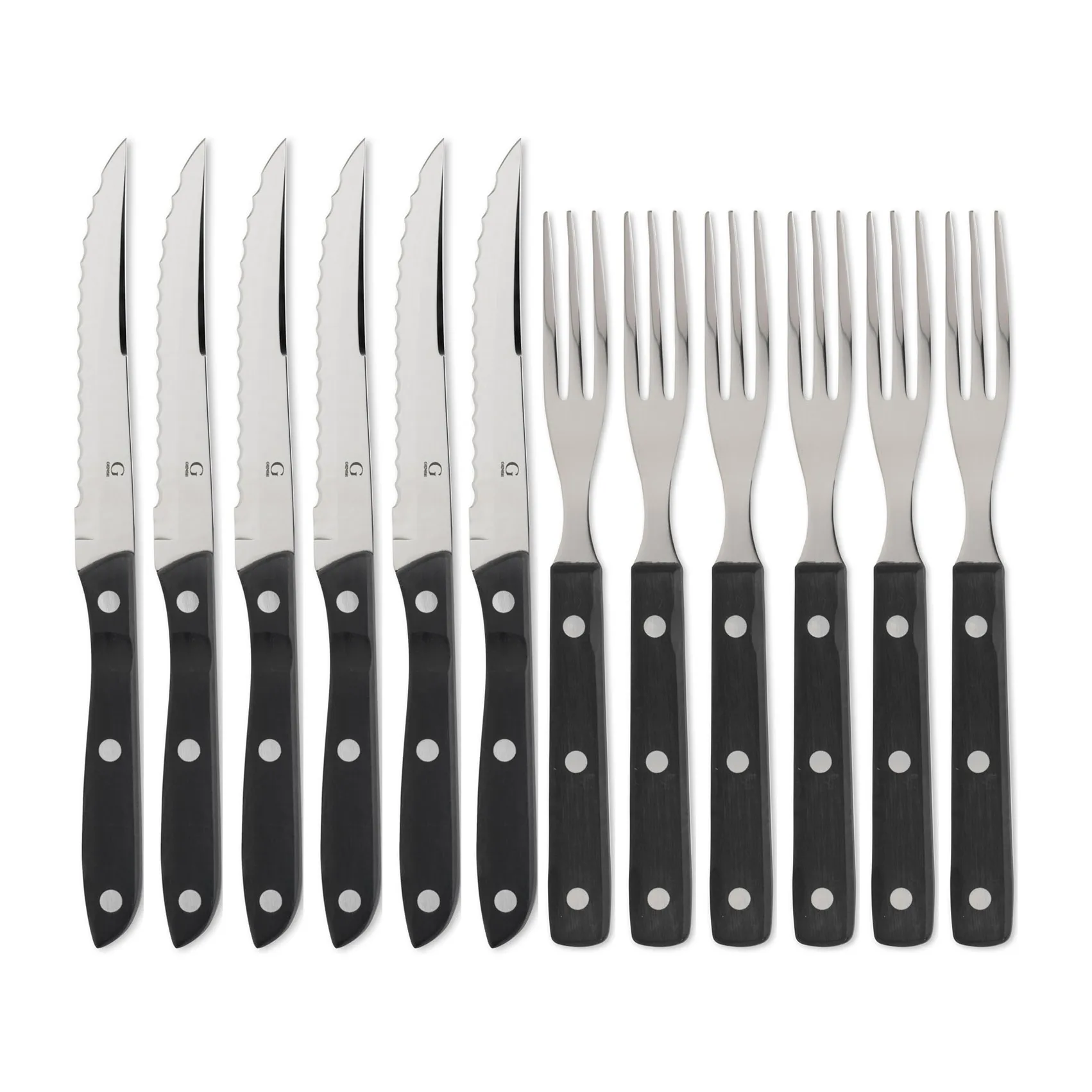Gense - Old Farmer black Steakbestik/grillbestik 12 dele Sort/Stål